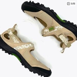 Lands End Trekker Beige and Black Mary Jane Hiking Shoe| Water Resistant| Outdo